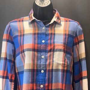 Multicolor Long Sleeve Preppy Button Front Plaid Shirt Women’s X-Small
